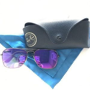 Ray Ban Aviator Sunglasses Purple Mirror Lens